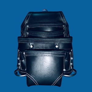 Leder Werkzeugtasche für Schreiner 10 Taschen Taschenrämer Gürteltasche | High Gauge Premium Öl gegerbtes Leder Konstruktion Organizer Werkzeughalter