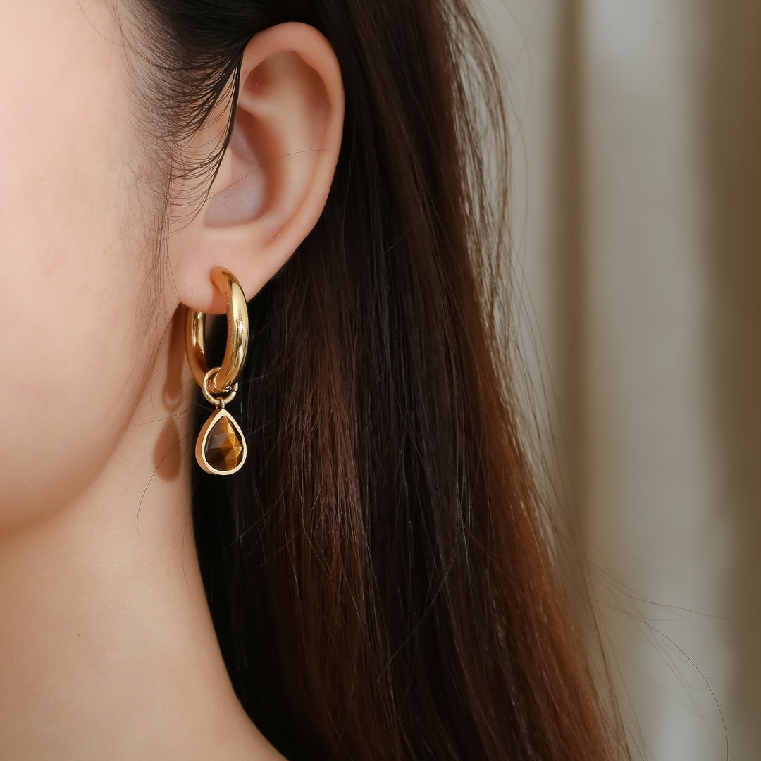 Crazy Tiger Porcelain Hoop Earrings