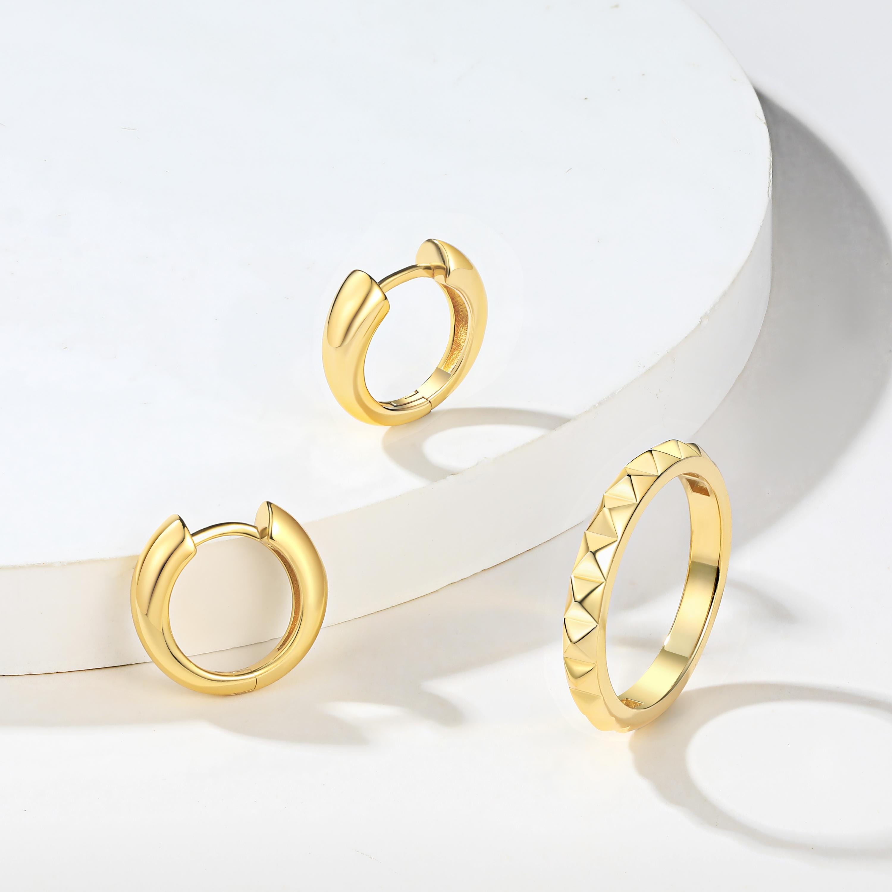 Orecchini Huggie Rotondi Con Zirconia Cubica Trasparente Riempiti - Foto 4