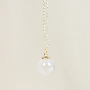 Natural Quartz Crystal Sphere 14K Gold Plated Pendant Necklace 20&quot;