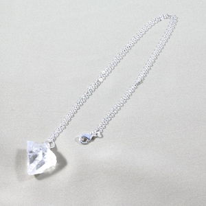 Natural Apophyllite Crystal 925 Sterling Silver Plated Pendulum Pendant Necklace  20&quot;
