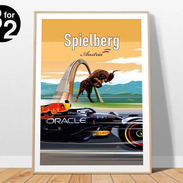 Affiche Spielberg Red Bull Ring F1 / Impression Verstappen Formula1 / Art mural F1 / Grand Prix F1 d'Autriche / Cadeau pour les fans de F1