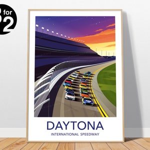 Daytona International Speedway Poster - Nascar race, Daytona 500, Gift for American Motorsport Fans