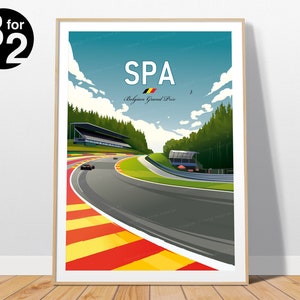 Pôster de corrida SPA / Impressão Spa-Francorchamps / GP da Bélgica / Presente para fãs de automobilismo