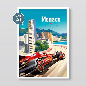Monaco F1 Poster – Ferrari Racing Wall Art, Circuit de Monaco Print