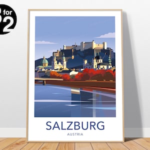 Salzburg Travel Poster / Austria Salzburg Travel Print / Wall Art Gift