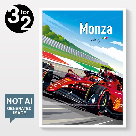 Monza F1 Poster / Ferrari F1 / Charles Leclerc / F1 Wall Art Monza F1 Poster / Ferrari F1 / Charles Leclerc / F1 Wall Art