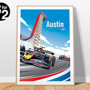 Austin F1 Poster / Circuit of the Americas / United States Grand Prix / Red Bull F1 Wall Art / Gift for F1 Fans