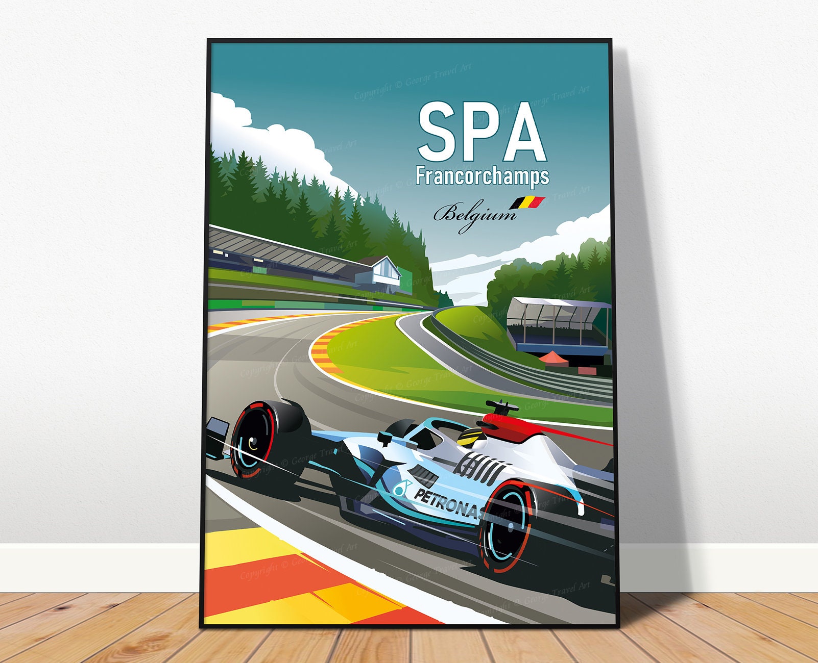 スパ・フランコルシャン F1 レースポスター / メルセデス AMG ウォール