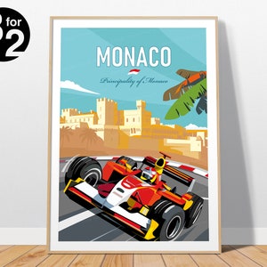 Monaco F1 poster / Formula1 Vintage Poster / Michael Schumacher / Office Decor / Wall Art / Gift for F1 Fans