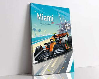 Lando Norris Miami F1 Canvas – McLaren Racing Wall Art, Formula 1 Fan Decor