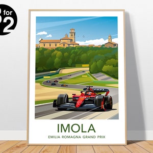 Imola - Pôster do Grande Prêmio da Itália, Impressão de Corrida da Ferrari, Presente de Aniversário, Presente para Fãs de Automobilismo
