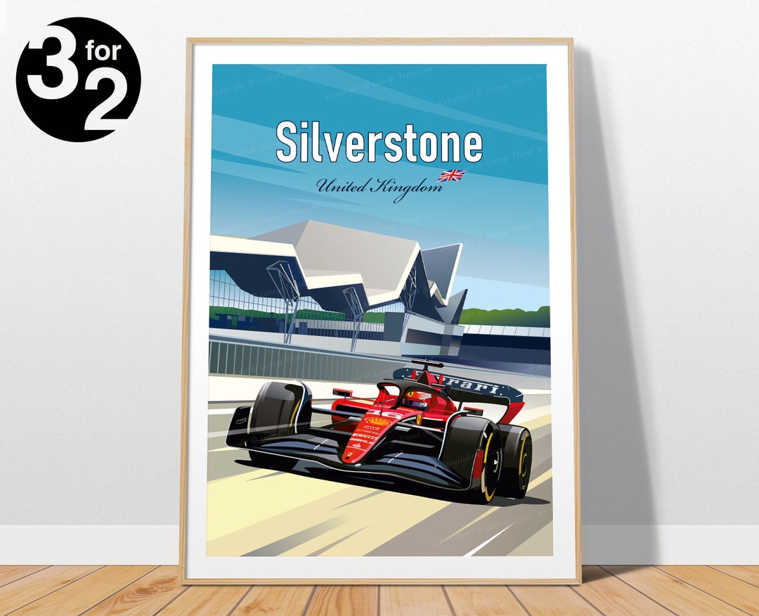 Silverstone F1 Poster / Ferrari F1 Wall Art Print / Charles Leclerc