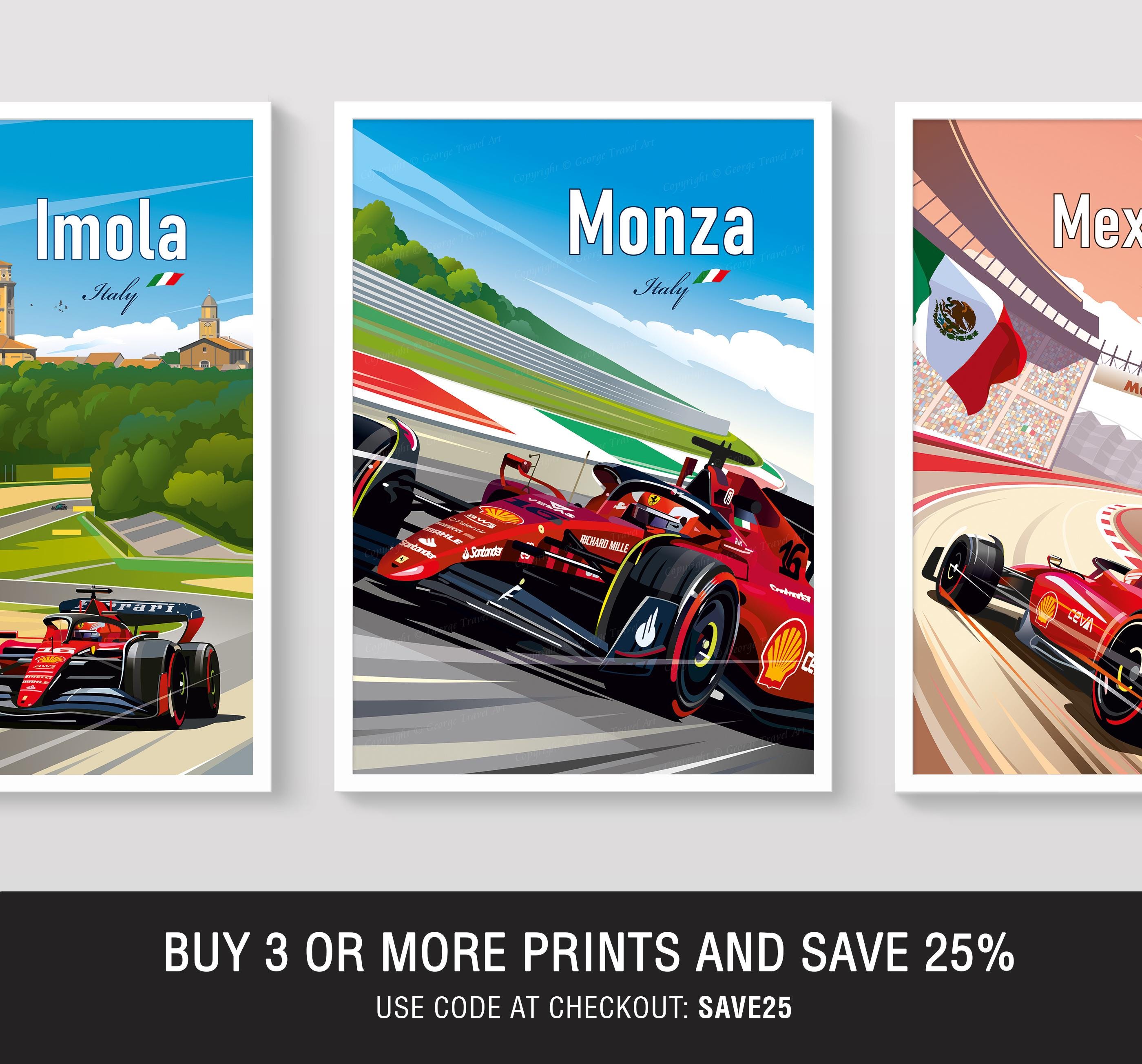 モンツァF1レースポスター：フェラーリ、シャルル・ルクレール