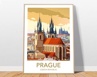 Póster de viaje de Praga, arte mural de la República Checa