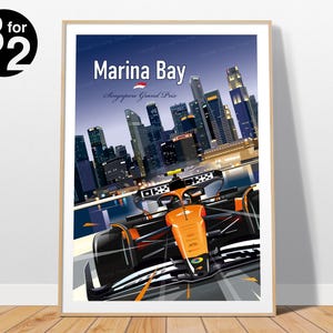 ランド・ノリス優勝マリーナベイF1ポスター / シンガポールグランプリ2024 / マクラーレンF1ウォールアートプリント / F1ファンへのギフト
