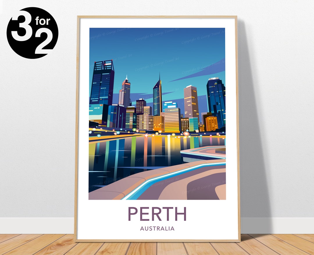 Perth Travel Print / Perth Australia Poster Etsy