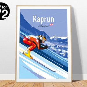 Kaprun Austria Travel Poster / Kaprun Ski Print / Home Decor / Wall Art