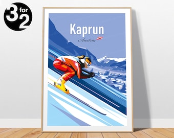 Kaprun Austria Travel Poster / Kaprun Ski Print / Home Decor / Wall Art