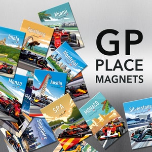 GP Place Fridge Magnets / Race Magnets / Gift for Motorsport Fans