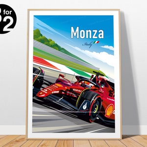 Monza F1 Poster / Ferrari F1 / Charles Leclerc / F1 Wall Art / Italian Grand Prix / Formula-1 Print / Gift for F1 Fans