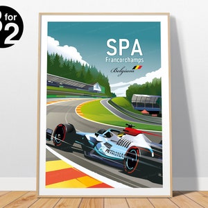 Pôster da corrida Spa-Francorchamps / Arte de parede Mercedes-AMG / Grande Prêmio da Bélgica / Presente para fãs de automobilismo