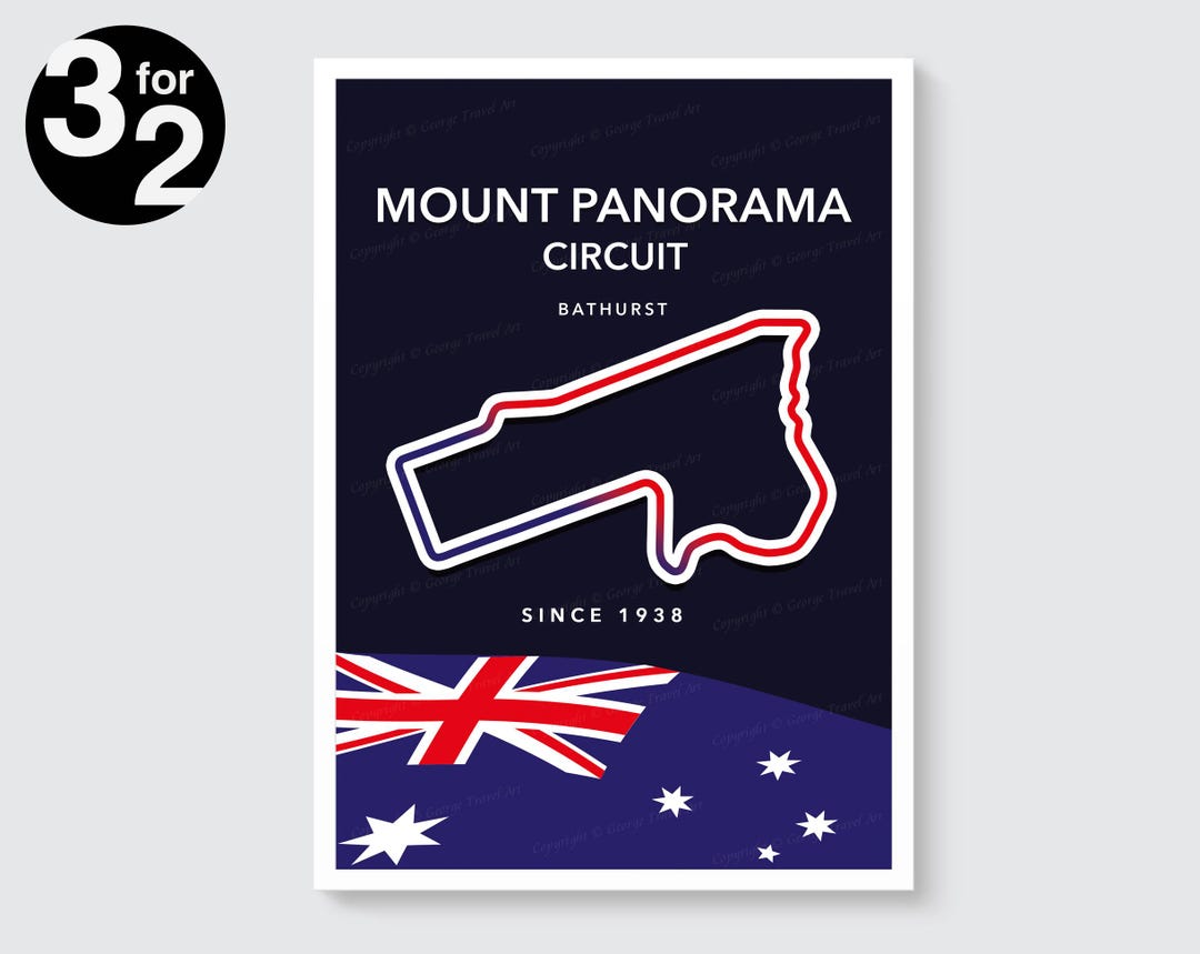 Mount Panorama Circuit Poster Bathurst Motor Racing Track Print