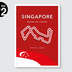 Marina Bay Circuit Poster / Racing Track / Motorsport Wall Art