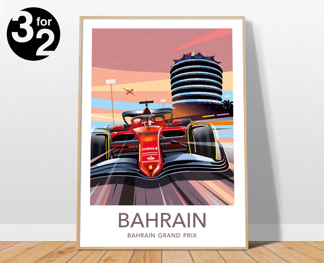 Bahrain Racing Poster - Ferrari Print, Birthday Present, Gift for ...