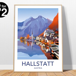 Póster de otoño de Hallstatt / Impresión de viaje de Hallstatt