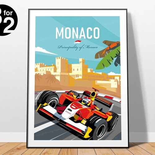 Monaco F1 Poster / Formula1 Vintage Poster / Michael Etsy