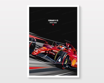 Pôster Ferrari F1-75 – Arte de corrida de Charles Leclerc, impressão de Fórmula 1