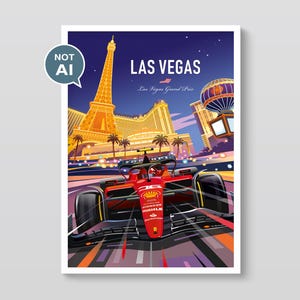 Las Vegas Night Race Poster – Ferrari F1 Motorsport Wall Art