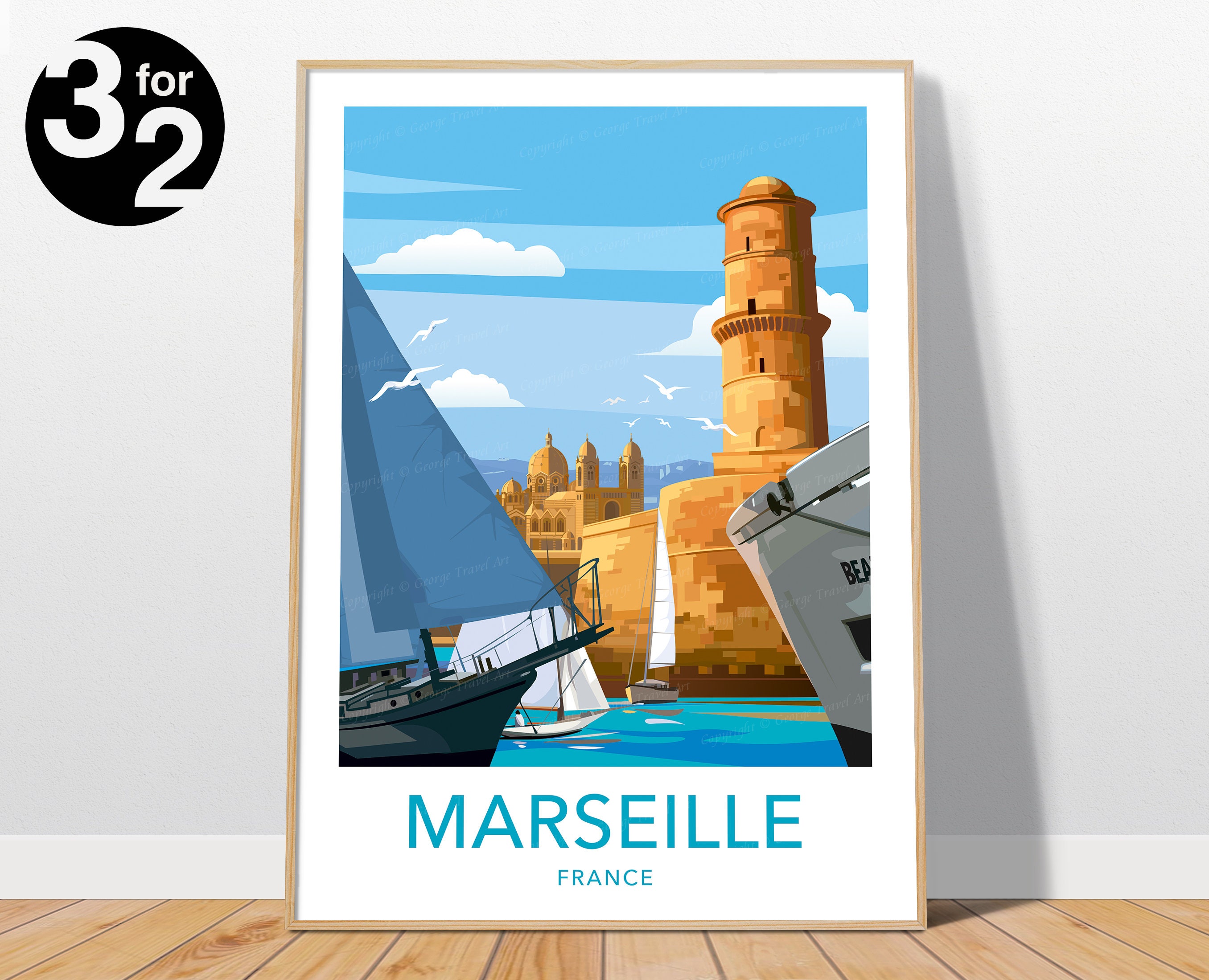 Marseille - glaces polos│Affiches noir & blanc│