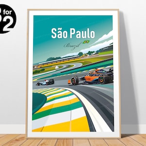 Sao Paulo F1 Poster / McLaren Formula1 Print / Brazilian Grand Prix / Lando Norris / Autódromo José Carlos Interlagos / Gift for F1 Fans