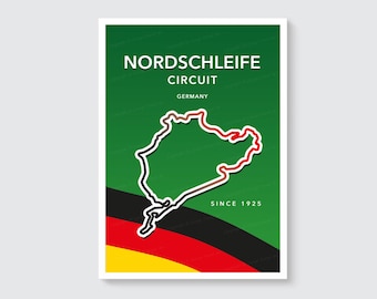 Nürburgring Nordschleife Track Map Poster – German Circuit Layout Wall Art