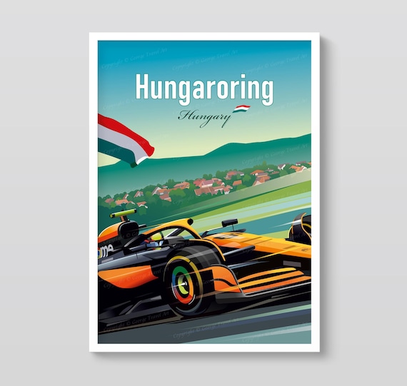 Hungaroring F1 Poster – Hungarian Grand Prix Wall Art, Oscar Piastri Racing Print, Motorsport Gift