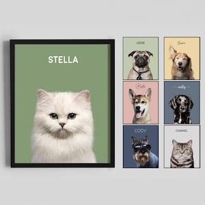 Custom Pet Portraits Using Pet Photo Personalized Digital Dog Portraits Cat Portraits Custom Dog Portraits Custom Pet Art Pet Drawing