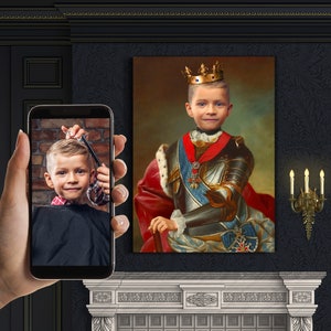 Anpassat kungligt barnporträtt från foto, renässansporträtt, historiskt porträtt, kungligt porträtt, människoporträtt, anpassat barnporträtt bild 3