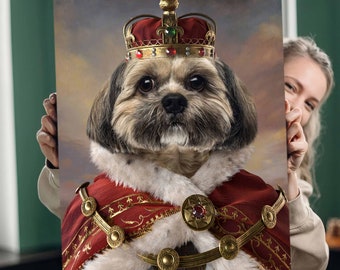 Retrato personalizado de animal de estimação real, pintura de cachorro real, presente para amante de animais, retrato real, presente com retrato de animal de estimação, pintura de animal, decoração renascentista de gato