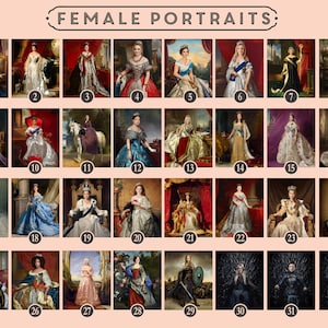 May include: A collage of 32 images featuring female portraits in various styles and settings. The portraits are framed in a grid pattern with numbers 1 through 32.