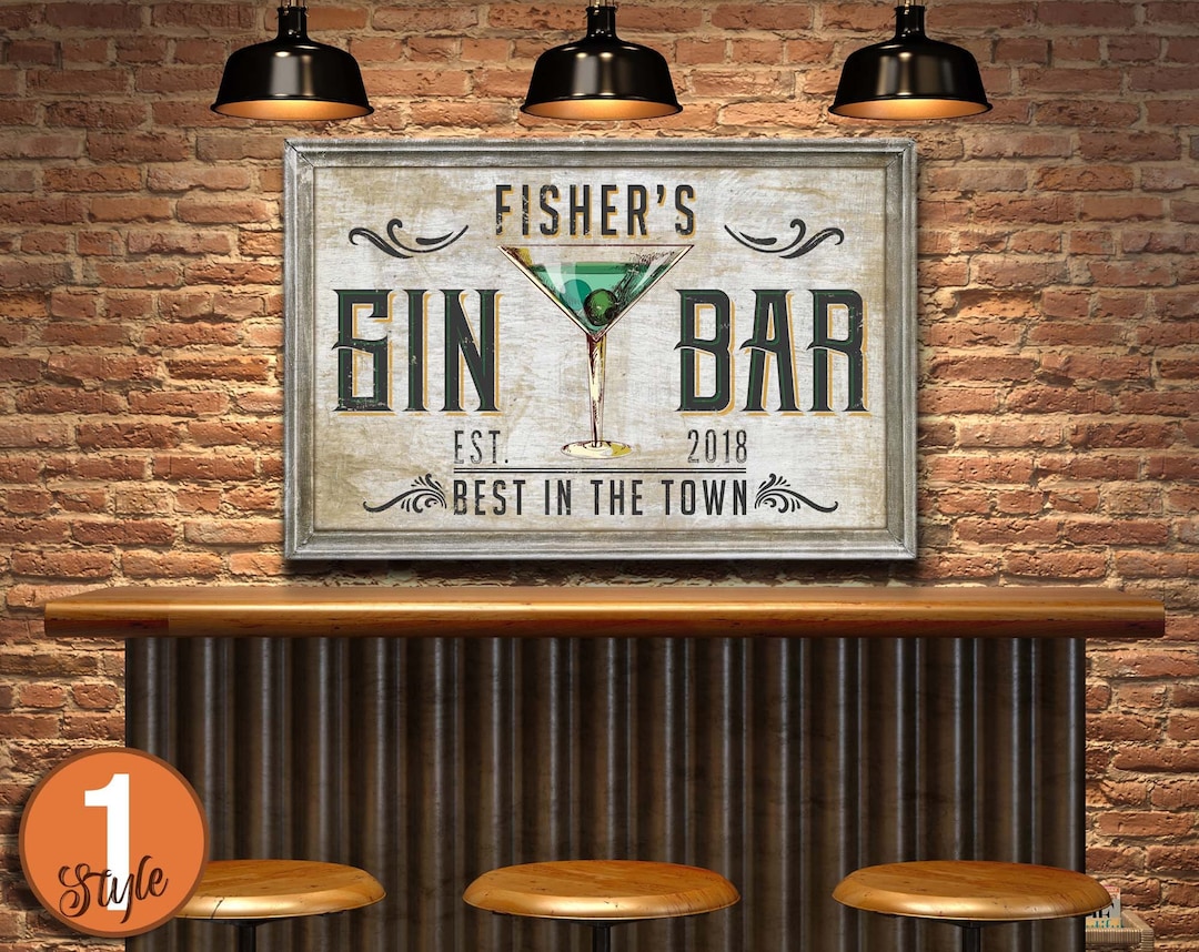 Gin Bar Sign Bar Decor Sign Vintage Pub and Bar Sign Lounge Etsy