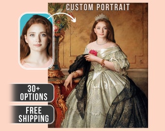 Custom Royal, Portret ze zdjęcia, Portret renesansowy, Portret historyczny Portret królewski, Portret ludzki, Custom Men Women Portrait