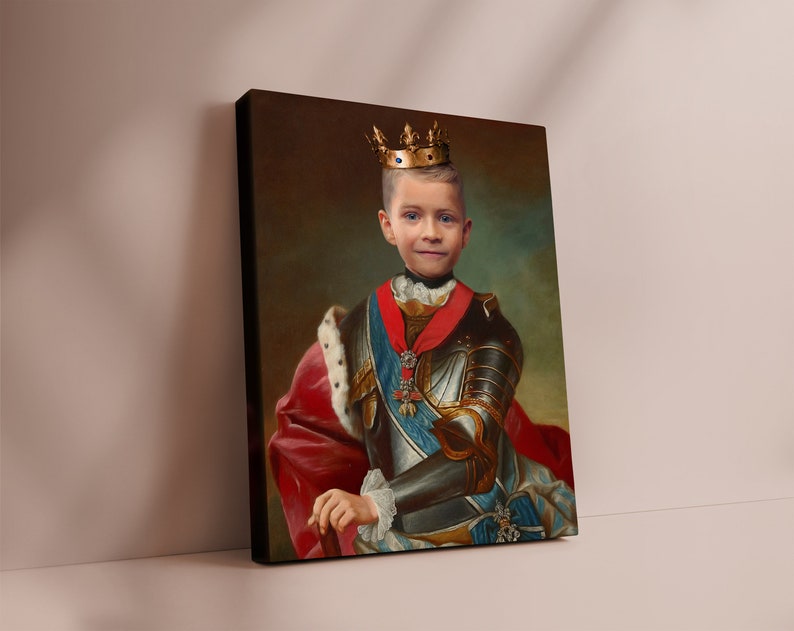 Anpassat kungligt barnporträtt från foto, renässansporträtt, historiskt porträtt, kungligt porträtt, människoporträtt, anpassat barnporträtt bild 2