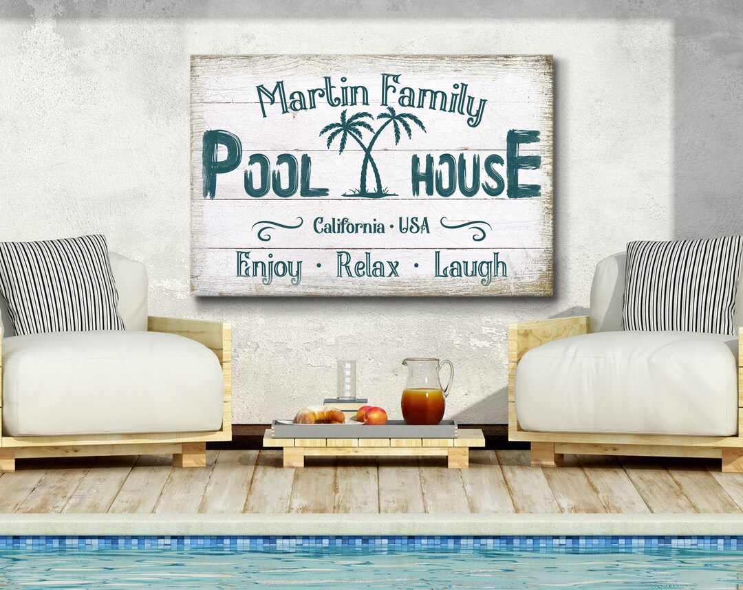 Customizable Poolside Decor Pool House Sign Pool Sign Beach Etsy