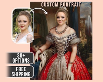 Custom Royal Portrait from Photo | Renaissance Portrait | Historical Portrait | Royal Portrait | Human Portrait | Custom Men Women Portrait