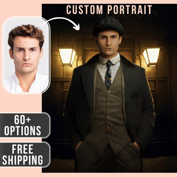 Peaky Blinders Portrait, Peaky Blinders Gift from Photo, Thomas Shelby Fan, Gift for Peaky Blinders Lover, Gift for Fan of Peaky Blinders