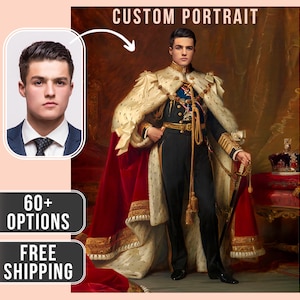 Custom Royal Portrait from Photo, Renaissance Portrait, Historical Portrait, Royal Portrait, Human Portrait, Custom Men Women Portrait