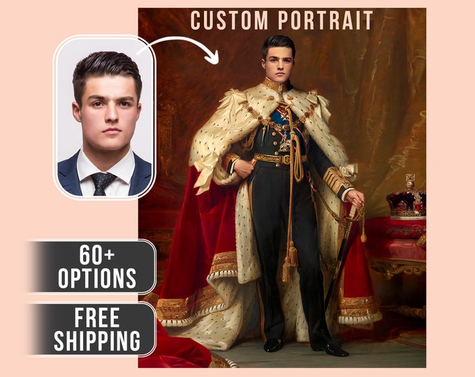 Custom Royal Portrait from Photo, Renaissance Portrait, Historical Portrait, Royal Portrait, Human Portrait, Custom Men Women Portrait