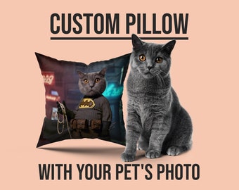 Custom Pet Pillow from Photo, Personalize Dog Gift Cat, Customizable Pet Pillow, Gift, Printed Cotton Dog Pillow, Pet Pillow, Cat Dog Pillow